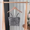Sexy Chica Caliente de alta resistencia con lentejuelas, tirante corto, moda nicho, anti-exposición, espalda de belleza, chaleco, tirantes de cadena de hierro, top