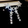 Agulha de prata doce vento fresco super flash star borla brincos luz luxo temperamento brincos cross-border moda high sense brincos atacado