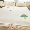 Lençol de cama acolchoado de veludo de leite de inverno espesso, protetor de colchão de fleece de coral de peça única, lençol de cama infantil de fleece com forro em toda a volta