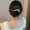 Grampo de Cabelo Flor de Pérola de Alta Qualidade Presilha Traseira Artefato para Cabelo Feminino Verão Fivela de Sapo Clipe de Um Caractere Acessório de Cabeça Feminino