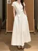 Vestido Camisero de Rayas Blancas para Mujer, Nuevo Estilo Verano 2026, Extremadamente Hermoso, Único y Deslumbrante, con una Falda Larga que Ceñe la Cintura