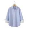 Camisa Oxford Longa Listrada Feminina Estilo Europeu e Americano Primavera 2025 6768