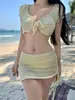 Nuevo traje de baño bikini de tres piezas sin tirantes, suministro transfronterizo*traje de baño original de boutique para aguas termales