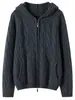 Suéter Cardigan de Malha Cashmere para Mulheres, Novo Modelo 2026, Luxo Leve Aconchegante Malha Trançada com Zíper Moletom Casaco