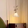 Luminária Pendente Vintage Flor Rosa de Cabeceira Lâmpada Pendente de Entrada de Corredor Latão Retrô Francês Onda de Água casagd Ferro