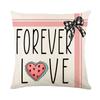 Amazon Día de San Valentín Felpa Corta Rayas de Letra Funda de Almohada Impresa por Ambos Lados Cojín para Sofá de Sala de Estar Navideño Algodón de Polipropileno