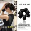 Goma para el pelo de satén con lunares negros y encaje estilo coreano para mujer, accesorio de alta gama para peinados de moño