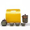 Juego de Té Portátil para Viaje Traje para Exteriores Carpa de Camping Fabricante de Té Kung Fu Una Tetera Cuatro Tazas Taza Rápida para Invitados Regalo de Negocios