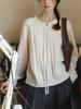 Estilo Europeo Transfronterizo Otoño e Invierno 2025 Nuevo Jersey de Lana Trenzado con Cable Cuello en V con Cordones para Commuter Suéter Holgado de Punto Circular
