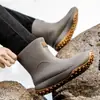 Botas de Lluvia Forradas de Polar Transfronterizas para Hombre, Botas de Lluvia de Media Caña, Zapatos Acuáticos Antideslizantes, Botas de Lluvia de Moda para Exportación, Zapatos de Goma para el Trabajo, Zapatos de Cocina para Hombre