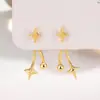 Pendientes de Estrella de Cuatro Puntas Colgantes Traseros de Nuevo Estilo para Mujer, Pendientes de Lujo Ligero de Alta Gama, Pendientes de Diseño Moderno