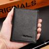 Fabricante Venta al por mayor Cuero Genuino Primera Capa Cuero Vacuno Estuche de Cuero para Licencia de Conducir Soporte para Tarjeta de Vehículo Motorizado Billetera Tarjetero Billetera Vertical para Hombre