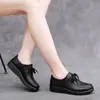 2026 Novos Sapatos Femininos de Cadarço Retrô, Sapatos Baixos Confortáveis, Sapatos de Trabalho Casuais em Couro Macio, Novos Sapatos Bean para Outono e Inverno