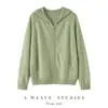 Cárdigan con capucha grueso para mujer Otoño Invierno 100% Cachemir Bolsillo Doble Sudadera con Cremallera Holgada Suéter de Punto Base