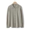 Camisa de Cachemira a Botones de Color Claro Liso con Cuello Polo Suéter de Punto Cardigan Elegante Adelgazante para Mujer