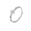 Anillo de Cadena de Plata de Ley S925 con Zirconia de Trébol de Cuatro Hojas para Mujer, Moderno Estilo Xiaohongshu, Anillo de Trébol de la Suerte con Flor Incrustada de Diamantes