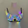 Rivet Transfronteiriço Roupa Exterior Minimalista Alça de Ombro Sutiã em Forma de U Rock Gótico Punk Sutiã de Boate Sutiã para Roupa de Performance com LED