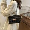 Bolsa Quadrada Pequena com Corrente Vintage Feminina 2024 Nova Moda Bolsa de Ombro Casual Personalidade Bonita Simples Bolsa Transversal