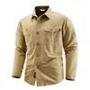 Camisa de Manga Larga para Hombre, Estilo Primavera y Otoño, Algodón Puro, Multibolsillos, Cuello de Solapa, Camisa Casual, Para Exteriores, Secado Rápido, Transpirable