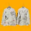 Camiseta larga de manga larga Saint xxx stb, marca de moda americana de alta calle, lavada, desgastada, vintage, para hombre y mujer, top de corte holgado