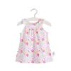 Camiseta de Algodão Puro para Meninas Verão Fresco Manga Lanterna Ombro Aberto Botão Infantil Manga Curta Algodão Bebê Top