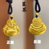 Tienda de Oro Mismo Estilo Arena Dorada Alta Retención de Color Colgante de Buda con el Carácter "Fu" y Cara Sonriente, Cadena de Suéter Tejida