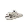 Pantuflas mullidas de suela plana para casa estilo coreano forro de felpa interior 2026 pantuflas de algodón estampado de leopardo otoño e invierno corte bajo lazo suela suave