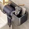 Soporte de Esquina para Secador de Pelo, Estante de Almacenamiento sin Taladro, Soporte de Pared para Baño, Soporte Perezoso de Pared para Secador de Pelo en el Baño
