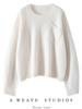 Suéter de Cachemir Estilo Perezoso Cuello Redondo Gris Tejido para Mujer Otoño e Invierno Manga Larga Casual Silueta Holgada Top de Punto Moderno