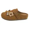 Lindas pantuflas para mujer estilo Birkenstock con estampado floral, nueva colección otoño 2026, diseño de media zapatilla cerrada, adecuadas para usar en exteriores, estilo fácil de poner