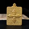 Nova Caixa Pingente Estilo Xizang Caixa Thangka Xiangyun Roda Dourada Caixa Gawu Pingente Pendente de Pescoço Thangka Colar Thangka de Cobre Puro