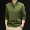 Moda Masculina de Primavera y Otoño Camiseta de Manga Larga con Solapa Grande Capa Base Ropa de Punto para Jóvenes Camisa POLO Ropa de Hombre Top de Moda