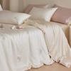 Juego de Cama de Verano de Tencel de Cuatro Piezas Hielo Seda Fresco Sedoso Agradable a la Piel Dormir Desnudo Chica Fresca Sábana Funda de Edredón Ropa de Cama 4