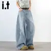 Jeans Rasgado Estilo Hip Hop Americano Moda Masculina Tendência Largo Perna Larga Foice Versátil Calça Longa