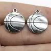 22x 18mm 4.4g plata antigua al por mayor DIY accesorios para ropa deporte música baloncesto colgante
