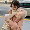 Jaqueta de plumas feminina de alta qualidade estilo coreano, novo modelo de inverno 2026, com gola grande de pele, espessa, moderna, corte solto, feita com plumas grossas de pato branco