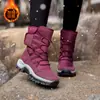 Amantes del noreste botas de nieve para mujer altas impermeables antideslizantes zapatos gruesos de algodón para hombre zapatos cálidos con forro polar zapatos de senderismo una generación de pelo