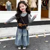 Conjunto Feminino 2026 Primavera e Outono Novo Estiloso Moda Coreana Tendência Colete de Tricô Jeans Rasgado Conjunto de Três Peças