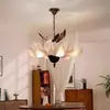 Araña de dormitorio retro francesa, nuevo estilo vintage wabi-sabi inspirado en Zen, araña floral para estudio y comedor, lámpara de techo para sala de estar, hierro
