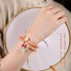 [Camelia Rosa] Pulsera de Raíz de Bodhi Rosa Doble Círculo Camelia en Polvo Estilo Chino Pulsera Suave para Mujer Mejor Amiga