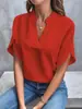 Amazon Europa e América Comércio Exterior Transfronteiriço Feminino 2025 Verão Casual Cor Sólida Decote em V Solto Camisa Top Feminino