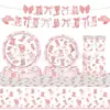 Set de Vajilla para Fiesta de Cumpleaños con Lazo Negro Transfronterizo, Servilletas, Manteles, Suministros de Decoración para la Atmósfera de la Escena de la Fiesta