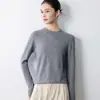 Novo suéter de malha feminino com gola redonda para outono e inverno, estilo versátil pronto para usar, adequado como peça externa, manga longa, pode ser usado como camada base, suéter liso