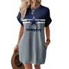 Vestido de Moda Nuevo de Verano para Mujer Sudadera Larga de Cuello Redondo de Equipo de la NFL 211 Vestido Elegante Europeo y Americano