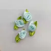Rosa de fita de 1,5 cm flor pequena feita à mão folha de oito caracteres dois pontos rosa chá Guirlanda DIY Adorno de cabeça Embalagem de presente flor pequena