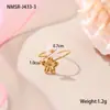 Diseño de Nicho Europeo y Americano Exquisito Anillo Abierto de Acero Inoxidable con Flor y Perla Chapado en Oro de 18K Anillo Abierto al por Mayor