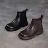 Botines Chelsea de piel genuina 2026 nuevo modelo otoño e invierno, punta redonda, cómodos y versátiles, botas de piel de vaca para mujer estilo retro británico