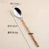 Al por mayor espátula de acero inoxidable 304 estilo japonés madera maciza bambú cuchara para sopa colador público cocina de hotel cuchara multifuncional para hot pot