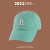 Gorra de béisbol coreana con parte superior rígida y letra R, para mujer, con alero curvo, parasol, estilo japonés, para primavera y otoño, de moda, color azul Klein.