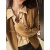 Estilo Old Money Cardigan de Punto Caqui Falso Dos Piezas para Mujer Otoño 2026 Nuevo Retro Elegante Temperamento Adelgazante Top